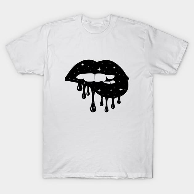 Retro Black Lip, Graphics Lips T-Shirt by MisqaPi Design